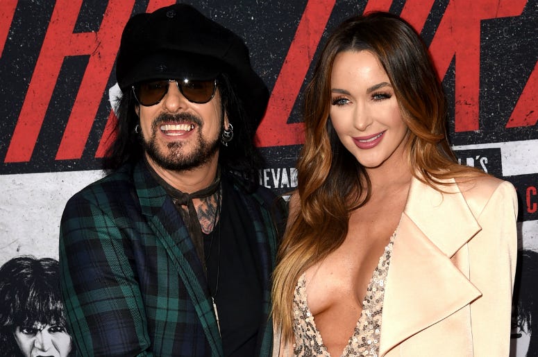 Nikki Sixx and wife Courtney arrive at the premiere of Netflix's "The Dirt"