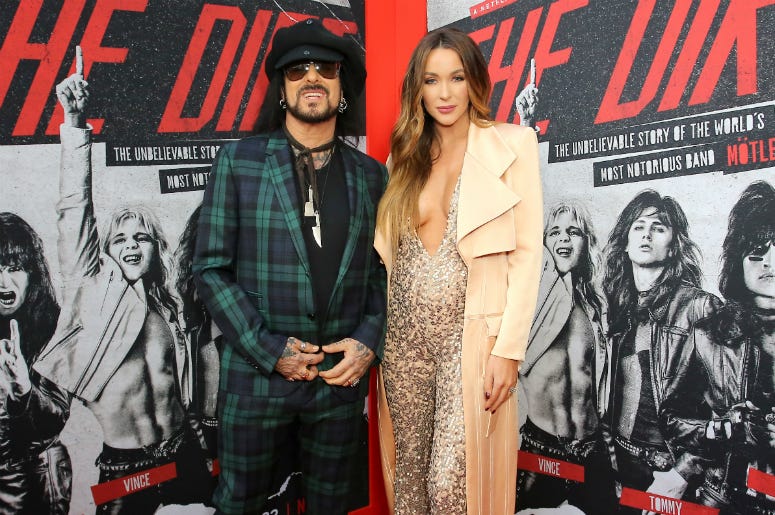 Nikki Sixx and Courtney Sixx attend the premiere of Netflix's 'The Dirt"