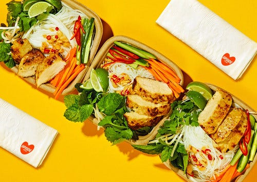 Noodle bowl with Upside Foods chicken