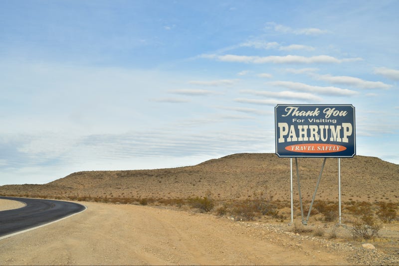 Sign thanking visitors to Pahrump, Nevada