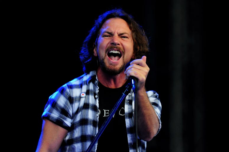 Eddie Vedder of Pearl Jam performs during day 1 of the Hard Rock Calling festival held in Hyde Park
