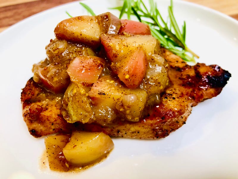 Apple Cider Brined Pork Chops with Apple Pear Chutney