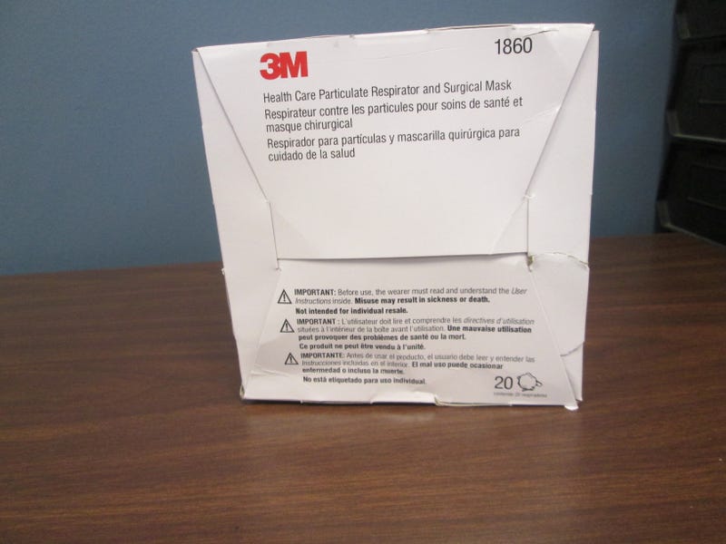 This box of masks was seized by customs agents Monday at O’Hare Airport