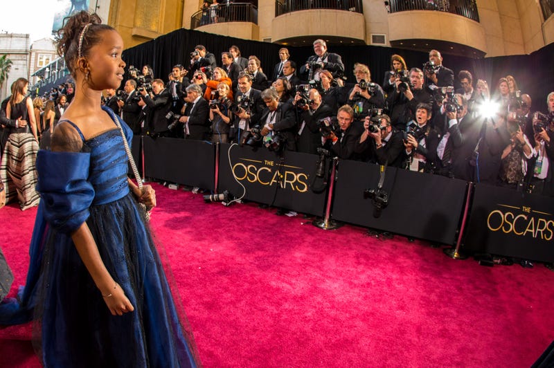 Quvenzhané Wallis walking the red carpet at the Oscars