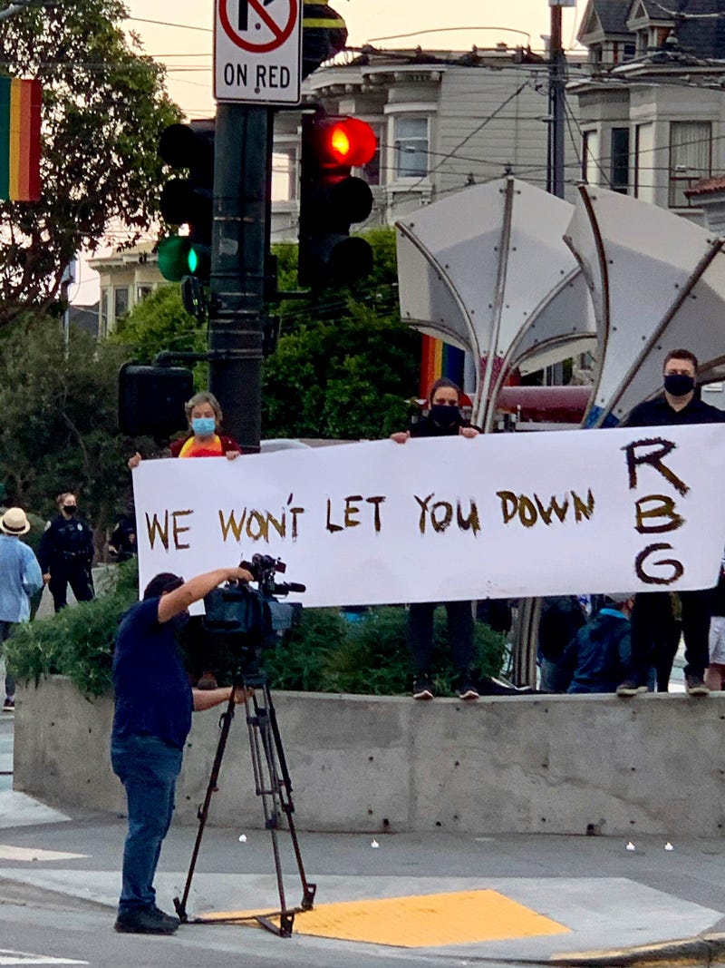 Hundreds gathered in San Francisco's Castro District to mourn the loss of Ruth Bader Ginsburg.