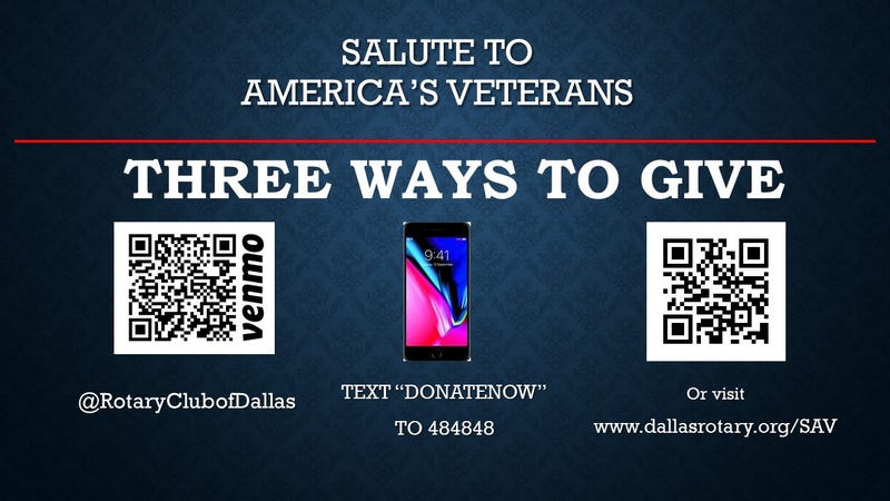 Ways to give to Dallas Rotary's 16th Annual Salute to Veterans