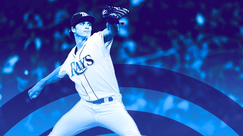 Tyler Glasnow delivers a pitch for the Tampa Bay Rays.