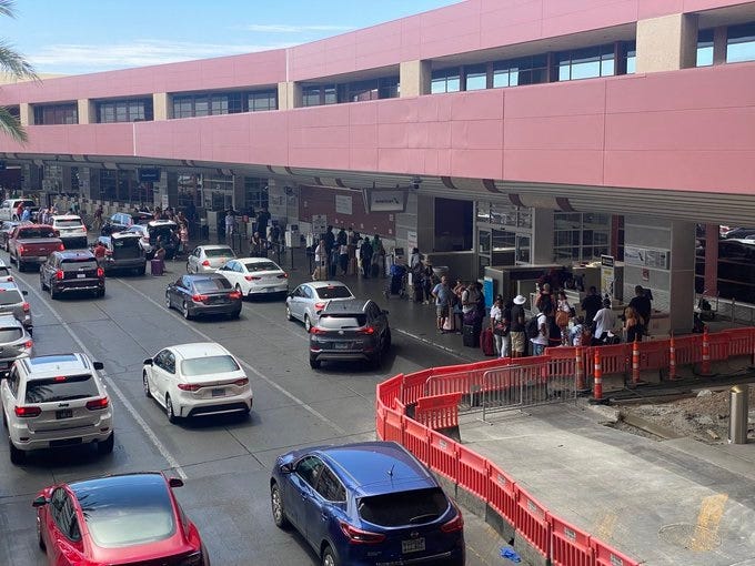 The dropoff area at Reid International Airport
