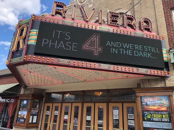 Riviera Theatre takes a jab at NYS after restrictions in September 2020.