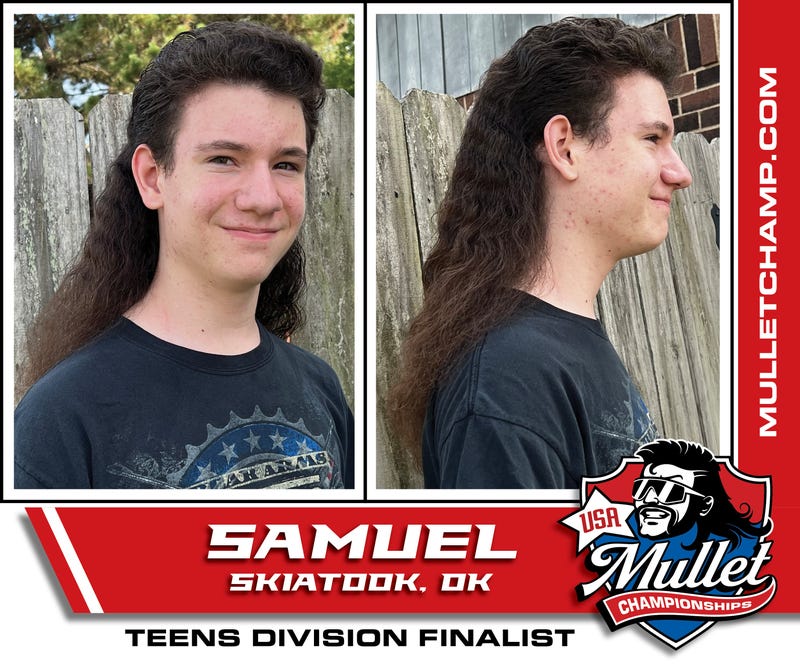 Dark-haired teenager with a long mullet