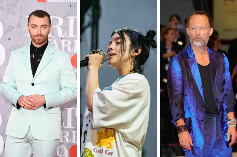 Sam Smith, Billie Eilish, and Thom Yorke of Radiohead