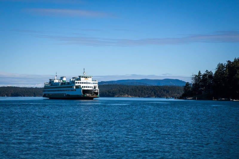 A ferry arrives at Friday Harbor, WA