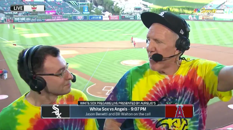 Bill Walton (r.) joins Jason Benetti in the White Sox broadcast booth.