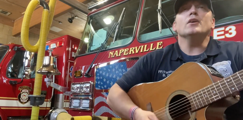 A Naperville firefighter found a creative way to tell residents ‘Get Your Mask On’.