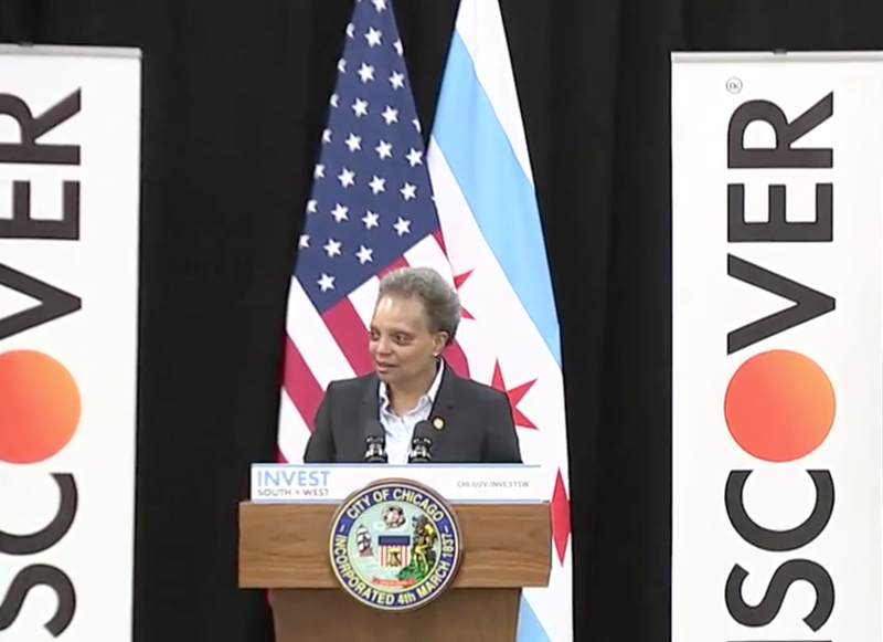 Mayor Lori Lightfoot joined Discover Financial Services on Thursday to announce plans for a new Chicago-based Discover customer care center in Chicago’s Chatham neighborhood.
