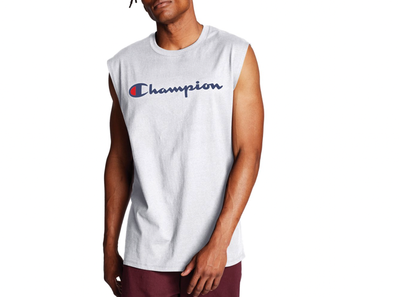 Champion Men's Script Logo Jersey Muscle Tee Shirt