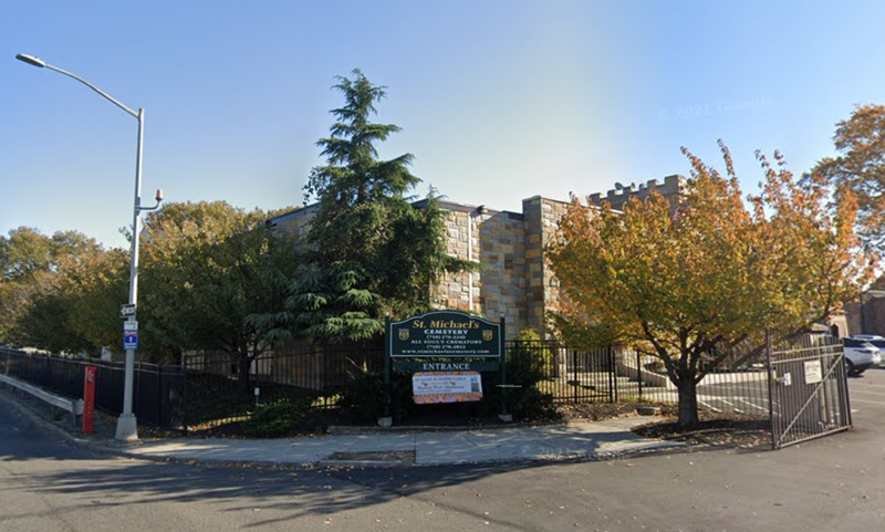 The entrance to St. Michael's Cemetery in Queens.