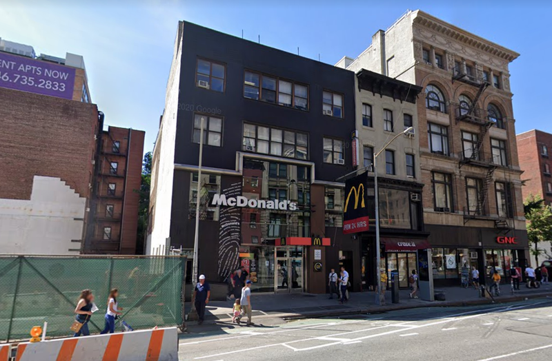The man walked into the basement of the Sixth Avenue McDonald’s, near Union Square, around 10:55 a.m., and proceeded to remove “multiple wallets” containing the credit cards from an employee break room, police said.