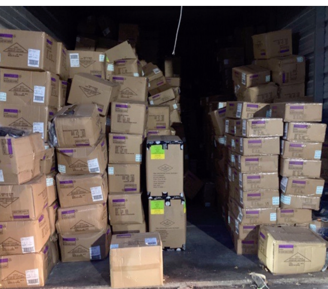 Boxes in a storage unit