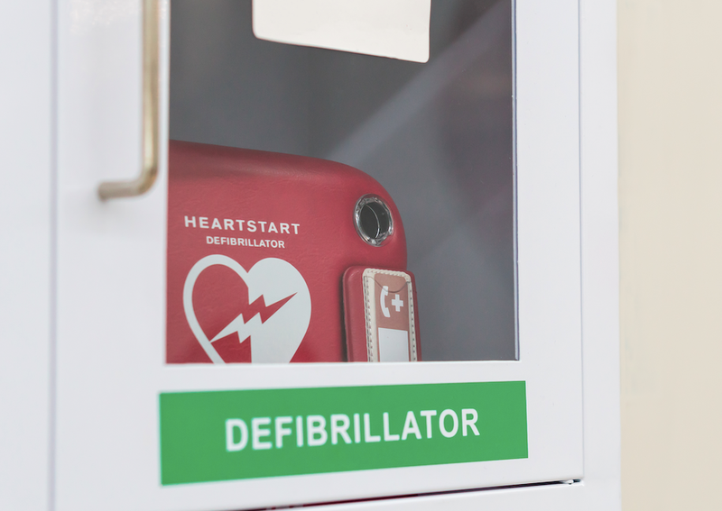 Defibrillator in box