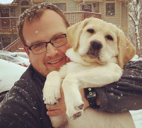 James Larsen with pet