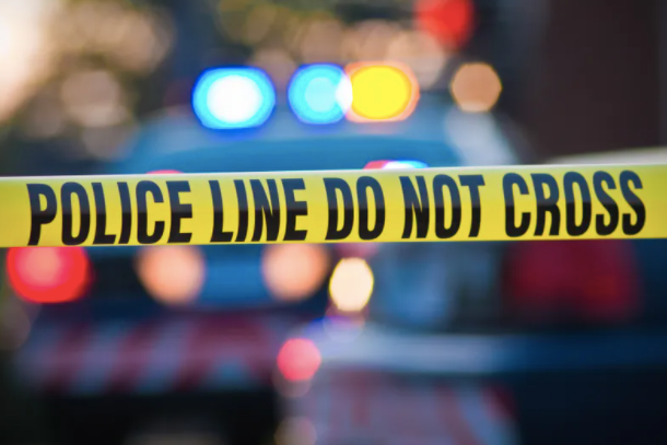 police tape, police lights