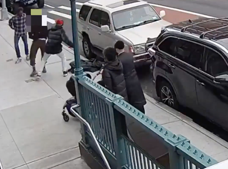 Video shows the man being slashed just feet away from children