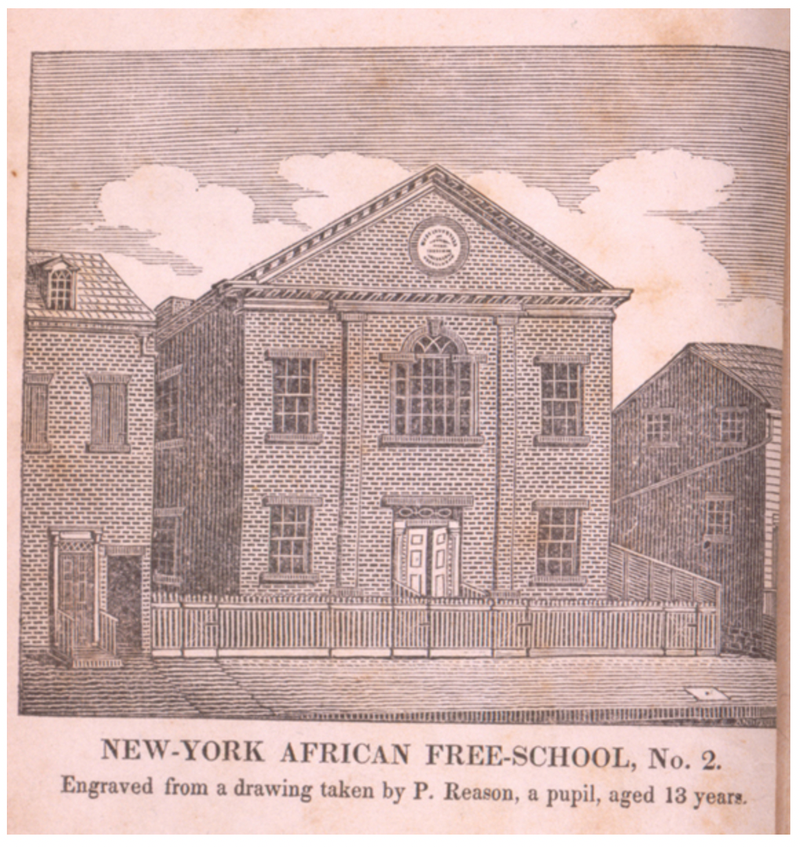 Picture of African Free School based off of drawing by student Patrick Reason