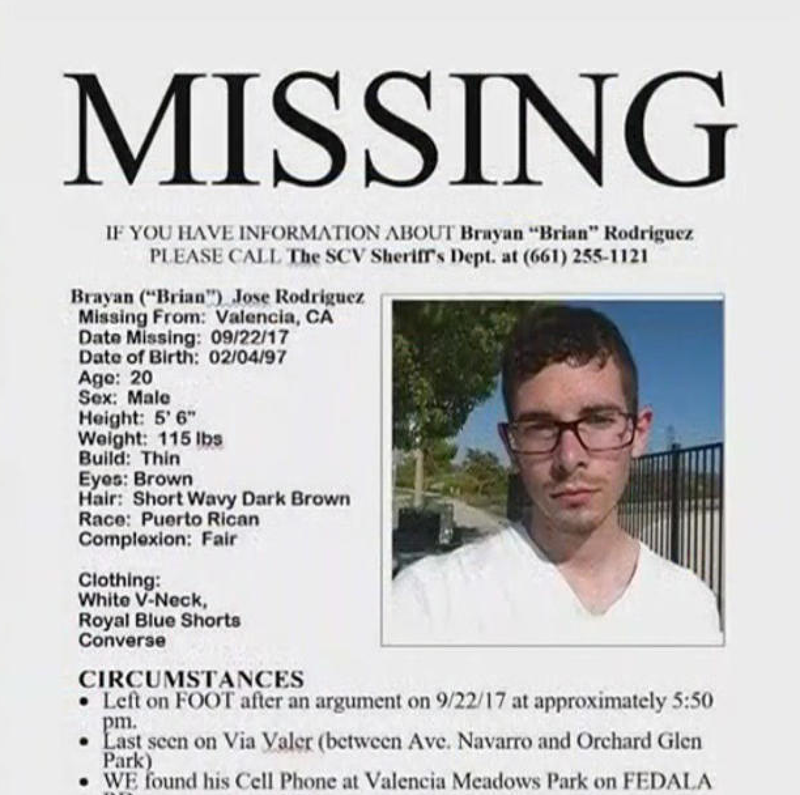 SCV Sheriff's Department missing flier