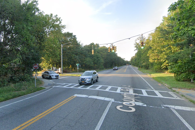 The BMW crashed at Commack Road and Burlington Avenue in Deer Park early Thursday