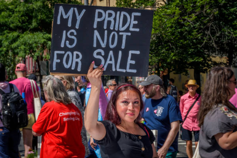 NEW YORK CITY, NEW YORK, UNITED STATES - 2019/06/30: Thousands of New Yorkers ditched the corporate sponsored Heritage of Pride Parade to participate on the Reclaim Pride Coalition's Queer Liberation March where no police, politicians or corporations were allowed to participate. About 50 thousand people participated on the march starting at the Stonewall National monument up Sixth Avenue ending with a rally at the Great Lawn in Central Park. (Photo by Erik McGregor/LightRocket via Getty Images)