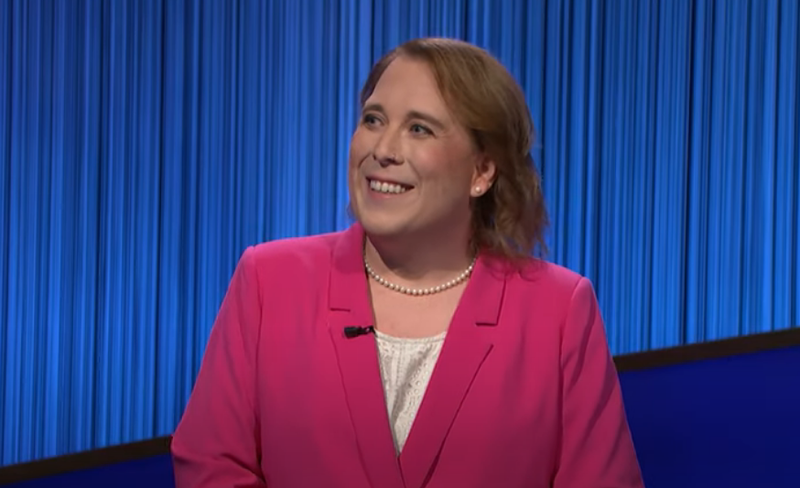 Oakland resident Amy Schneider in Monday's episode of "Jeopardy!"