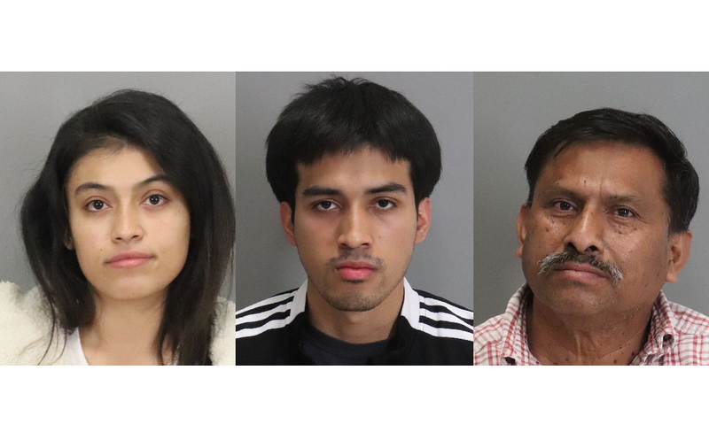 Claudia Hernandez-Santos (left), 25, Rene Hernandez-Santos (center), 19, and Rene Trigueros Hernandez (right), 59, face charges of child abuse leading to the death of the victim.