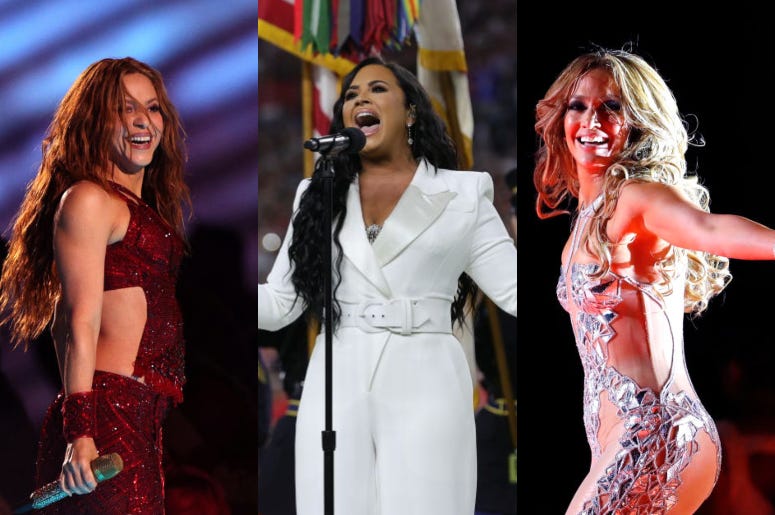 Shakira, Demi Lovato, Jennifer Lopez at Super Bowl 2020
