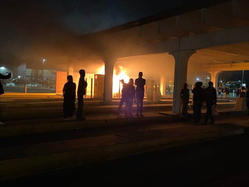 Protests Fire under bridge