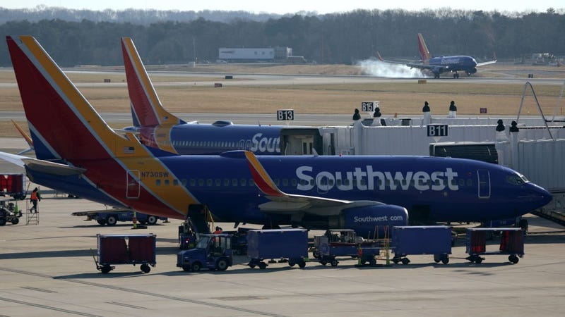 Southwest Airlines aircrafts are seen at Baltimore/Washington International Thurgood Marshall Airport (BWI) on December 22, 2021 in Baltimore, Maryland.