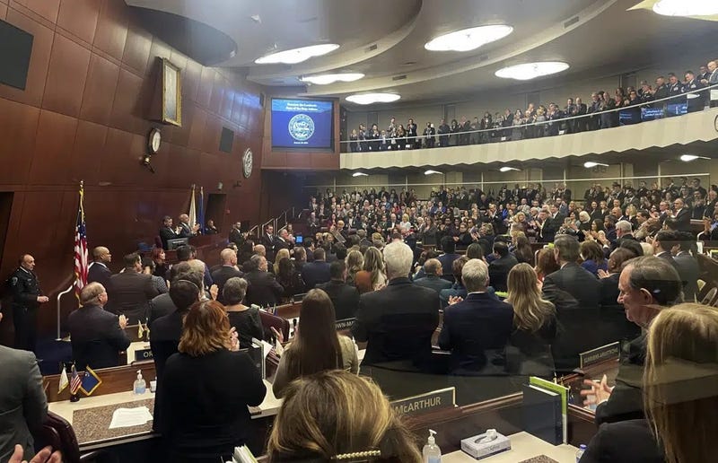 New Republican Gov. Joe Lombardo gives his first “State of the State” address to a packed joint-session of the Nevada Legislature in the Assembly Chambers in Carson City