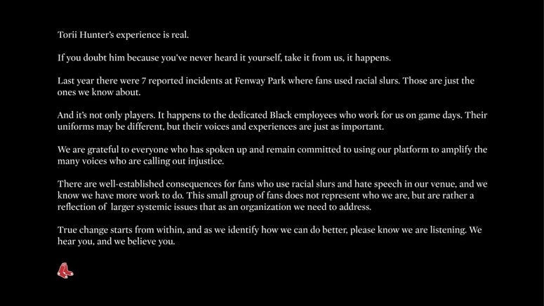 Red Sox statement