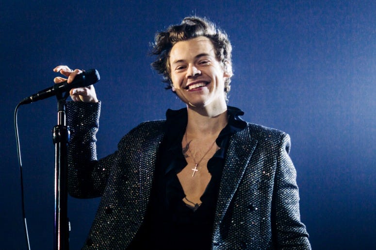 Harry Styles performs during his European tour at AccorHotels Arena on March 13, 2018 in Paris, France