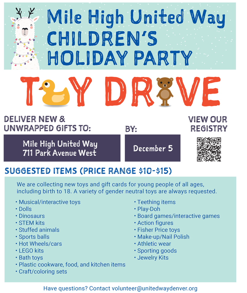 Mile High United Way "Children's Holiday Party" Toy Drive
