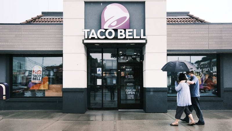 A Taco Bell restaurant stands along a Queens street on July 21, 2021 in New York City.