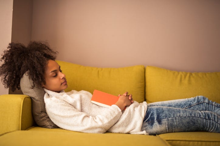 Girl taking a nap on the couch