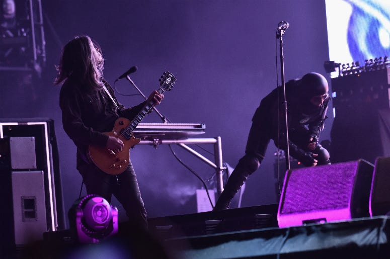 Adam Jones and Maynard Keenan of Tool perform onstage during the 2017 Governors Ball Music Festival