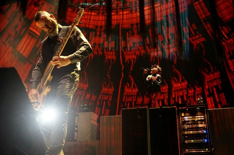 Tool performs on stage during the 'Fear Inoculum' Tour