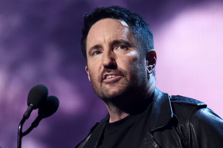 Trent Reznor introduces inductees The Cure onstage at the 2019 Rock & Roll Hall Of Fame Induction Ceremony