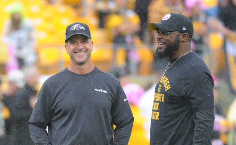 Ravens Head Coach John Harbaugh and Steelers Head Coach Mike Tomlin