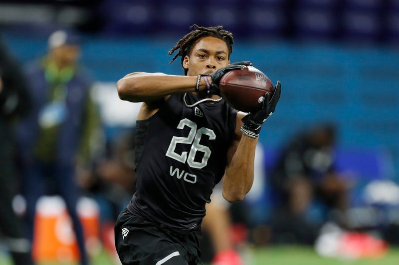 LSU's Justin Jefferson hauls in a catch at the NFL Combine in Indianapolis