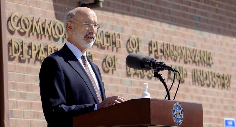 Gov. Tom Wolf speaks during his press conference at PA CareerLink in York Tuesday, July 28, 2020.