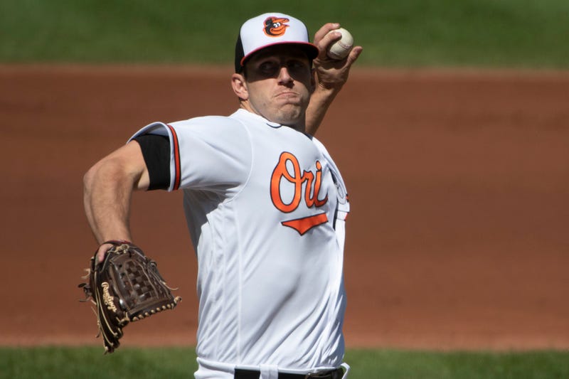Orioles starter John Means stares down an opponent during the 2020 season.