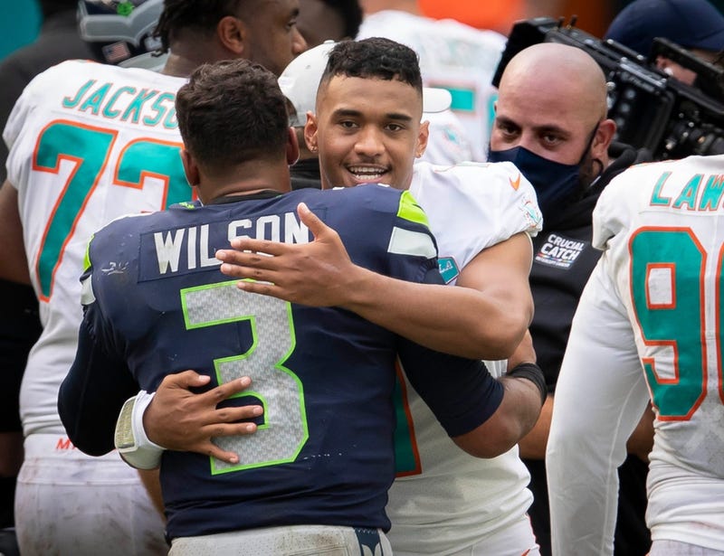 Tua Tagovailoa and Russell Wilson